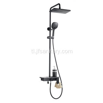 Black shower mixer shelf na may toilet sprayer.